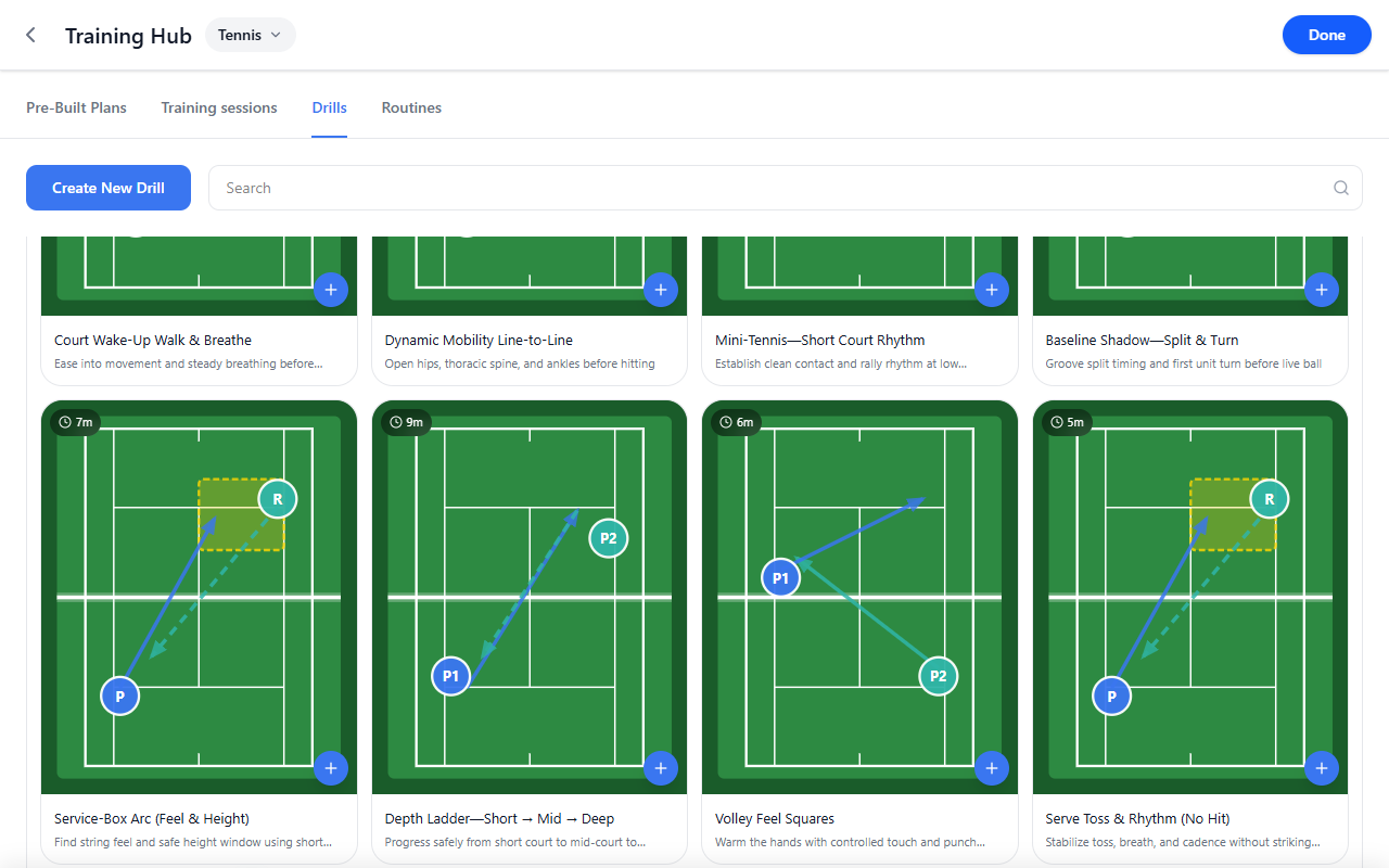 Drill grid scrolled — additional cards and diagram detail