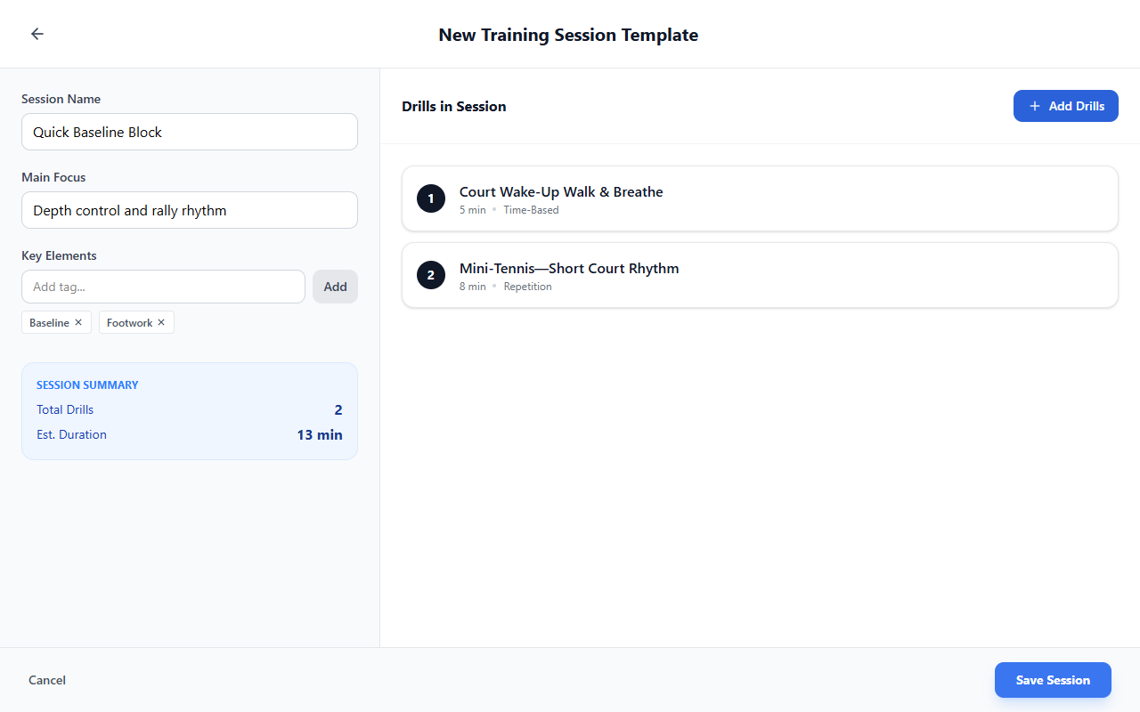 Session Summary and Drills in Session while editing